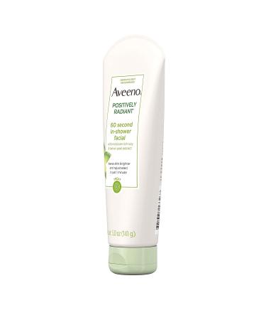 Aveeno Positively Radiant In-Shower Facial Cleanser 5 oz - Brightening Mask with Soy & Lemon Peel - Buy Online on GoSupps.com