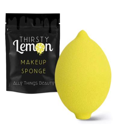 Thirsty Lemon Makeup Sponge by Ally Things Beauty | Yellow Lemon Shaped Makeup Blender for Liquid Foundation Cream or Powder Blending - Cosmetic Applicator - Cute & Latex-Free Daily Beauty Sponge