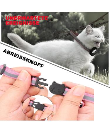 Mouyou AirTag Cat Neck Band - Adjustable reflective collar with bell | Soft nylon tracking collar (22-34cm) - Pink - Buy Online on GoSupps.com