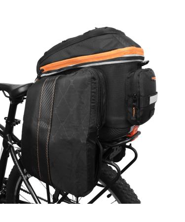 Ibera 2 in 1 PakRak Commuter Bicycle Trunk Bag with Expandable Panniers, Clip On Quick Release Design and Detachable Shoulder Strap