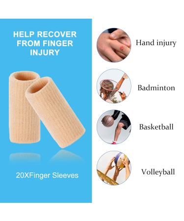 Ednyzakrn 20-Piece Finger Protection Bandage Set - Stretchy Covers for Injury Arthritis & Basketball - Beige - Buy Online on GoSupps.com
