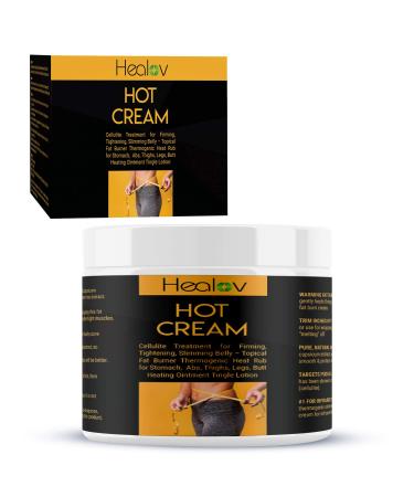 Healov Hot Cream Cellulite Treatment for Firming, Tightening, Slimming Belly – Topical Fat Burner Thermogenic Heat Rub for Stomach, Abs, Thighs, Legs, Butt – Heating Ointment Tingle Lotion
