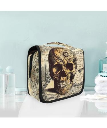 Shop Vintage Floral Skull Cultural Bag | Halloween Travel Wash Organizer for Men & Women - Portable Makeup & Cosmetics Storage with Hooks - Buy Online on GoSupps.com