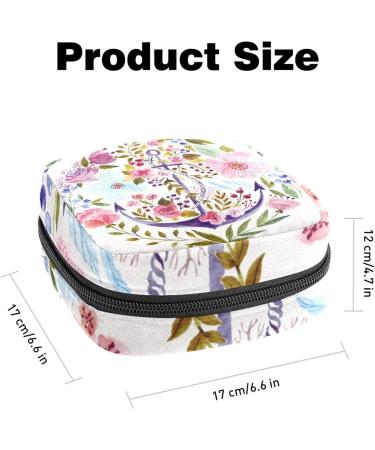 Womens Storage Bags - Stillpad Halter Ship Anchor Watercolor Floral Pink Portable Period Kit - Feminine Product Pocket Bag for Girls - Buy Online on GoSupps.com