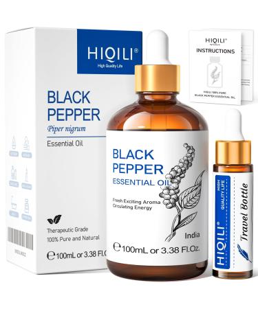 HIQILI Black Pepper Essential Oil Pure Natural Black Pepper Oil for Skin Diffuser -3.38 Fl Oz. Black Pepper 100.00 ml (Pack of 1)