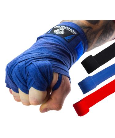 DBX Bushido Sport Bandages Boxing 4m or 2m - cotton boxing bandages men - flexible box bandages men with strong Velcro fastener - boxing bandage for martial arts 4M blue