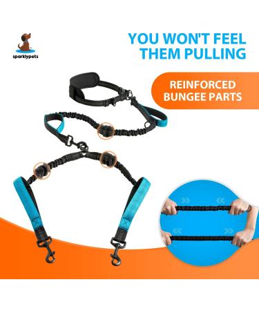 2-in-1 Dog Jogging Leash | Double Handle Belly Belt Leash for Large & Medium Dogs | Perfect for Jogging Hiking & Walking Two Dogs - Buy Online on GoSupps.com
