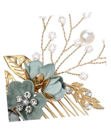 Minkissy Eucalyptus Bride Comb - Strass Decorative Alloy Bridal Hairpiece for Weddings | Medium Green Wedding Accessories - Buy Online on GoSupps.com