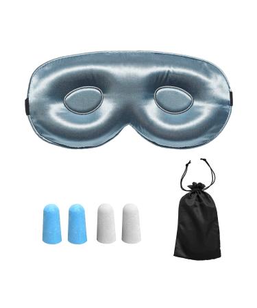 22Momme Mulberry Silk Sleep Mask for Women Men 3D Contoured Cup Eye Mask for Sleeping Blindfold Adjustable Strap Super Soft Eye Cover for Travel Yoga Night Mask (Gray)