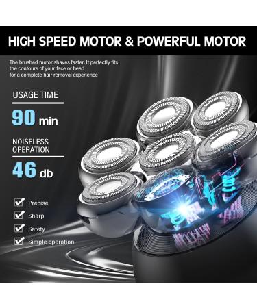 Hyadry 5-in-1 Electric Head Shaver for Men - IPX6 Waterproof Bald Razor with 7 Rotating Heads Beard & Nose Hair Trimmer LED Display - Buy Online on GoSupps.com