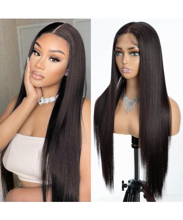 Joedir 13x4 lace front wig long straight wigs for black women free part lace frontally plucked with baby hair light yaki synthetic hair wig for women 76 cm f5/6a