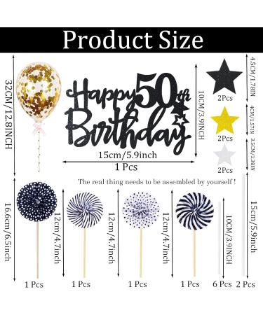 Personalised Happy 50th Birthday Cake Toppers Black for Men Women Him Her Happy Birthday Sign for Cake 12p Glitter Cupcake Topper Cake Topper Kit 50th Birthday Cake Decoration for 50th Birthday Party 50th Black - Buy Online on GoSupps.com