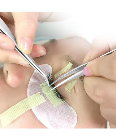 Eyelash Extension Tape Roll with Tweezers Set - Green Micropore Fabric Tape 0.5 Inch 10 Yards, 3 PCS Straight Pointed and Curved Silver Tweezers - Buy Online on GoSupps.com