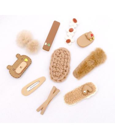 Rugelyss 10 Pcs Milk Coffee Color Plush Hairpin Simple Side Clip Bangs Clip  Handmade Hair Barrettes  Alligator bobby pins  Hair Accessories  Gifts for Women Girls