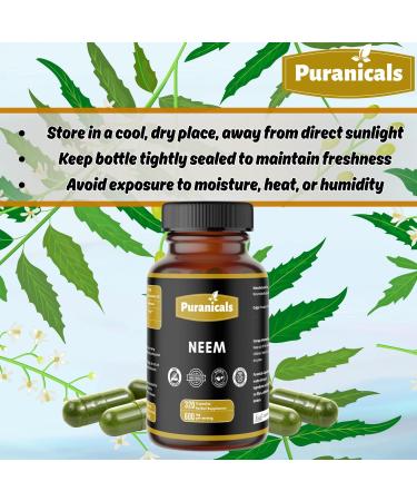 Puranicals Neem Premium 320 Capsules Non GMO and Gluten Free | Herbal Supplement | 600 mg Per Serving | Made with 100% Pure Herb Neem Powder - Buy Online on GoSupps.com