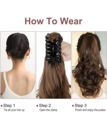 Ponytail Extension Claw Clip In Wavy Ponytail Extensions Synthetic Fiber Ponytail Hair Piece 22 Inch Long Wavy Curly Claw Clip Ponytail Extensions for Women Girls Ponytail Hairpiece for Women (Color 22inches SH88-8 - Buy Online on GoSupps.com