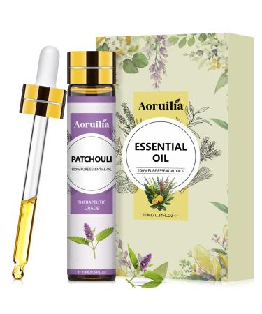 Aoruilia 10ml Patchouli Essential Oil Pure Therapeutic Grade Patchouli Oils for Diffusers for Home Aromatherapy Diffuser Bath Relax Skin Care DIY Soaps Perfume & Candles Making Patchouli 10 ml (Pack of 1)