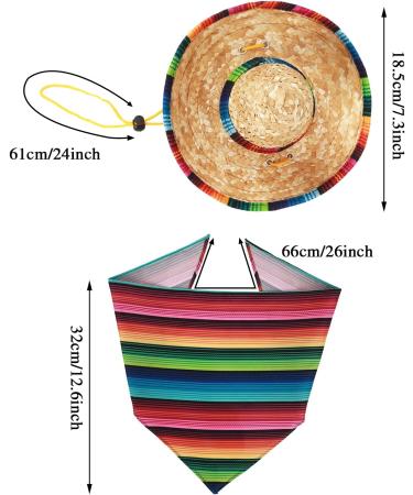 Mexican Dog Costume Accessories Cinco De Mayo Fiesta Party Decorations Pet Serape Outfit for Dogs and Cats Sombrero Hats Hat and Colorful Stripe Bandana Pet Triangle Bib Scarf - Buy Online on GoSupps.com