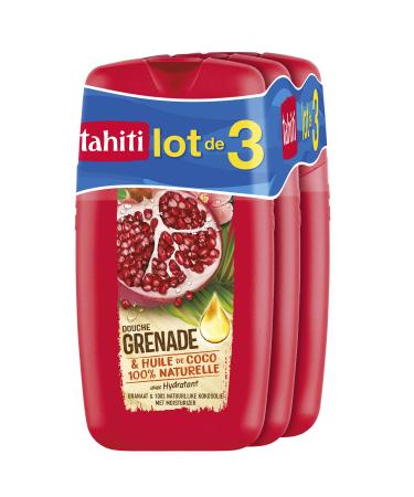 TAHITI - Tahiti Pomegranate & Coconut Oil Shower Gel - Formula with Natural Ingredients - Pack of 3 x 250 ml