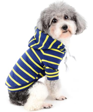 Zweitea Striped Hoodie for Small to Medium Dogs - Soft Yellow Sweatshirt & T-Shirt for Puppies - Buy Online on GoSupps.com