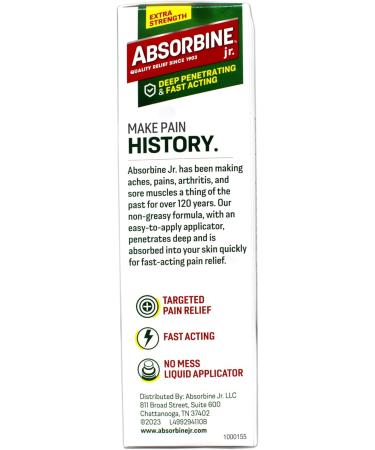 ABSORBINE JR. Extra Strength Pain Relieving Liquid for Muscle Joints Arthritis Pain with No-Mess Applicator 4 Oz - 3 Pack - Buy Online on GoSupps.com