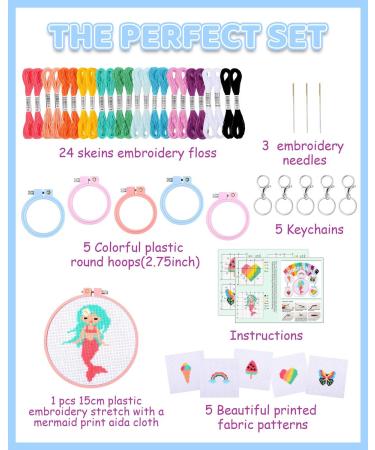 Pllieay 6 Pcs Cross Stitch Kits for Kids 7-13 | Embroidery & Needlepoint Starter Kit with Instructions for Backpack Charms & Ornaments - Buy Online on GoSupps.com