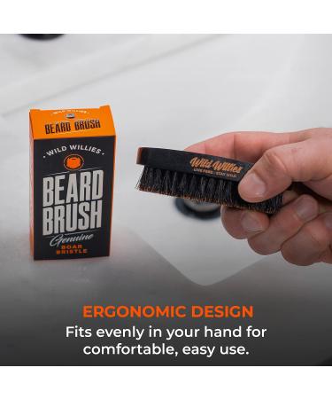 Wild Willies Natural Boar Bristle Beard Brush - Small Travel Size for Professional Grooming - Buy Online on GoSupps.com