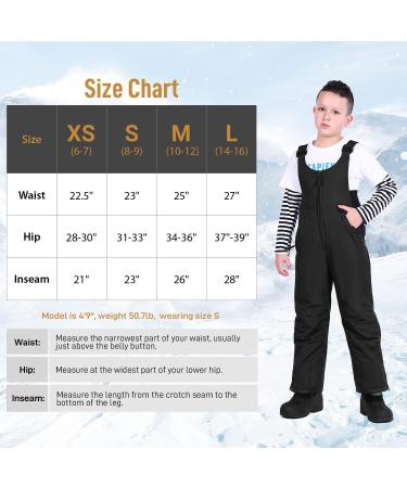 Sportneer Large Black Kids Snow Bibs | Insulated Ski Pants for Boys & Girls - Buy Online on GoSupps.com