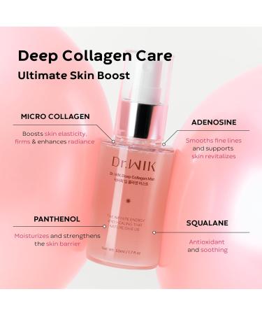 Dr.WIK Deep Collagen Hydrating Face Mist Refreshing Moisture Facial Spray for Dry Skin | Wrinkle Care & Anti-Aging with Panthenol & Adenosine | Fine Toner Mist | Korean Skincare (50ml / 1.7 Fl Oz) - Buy Online on GoSupps.com