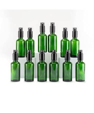Yizhao green spray bottle glass 50ml spray bottle small glass with atomizer for essential oils cosmetics pharmacists cleaning aromatherapy massage hair-12PCs 50ml-12 green