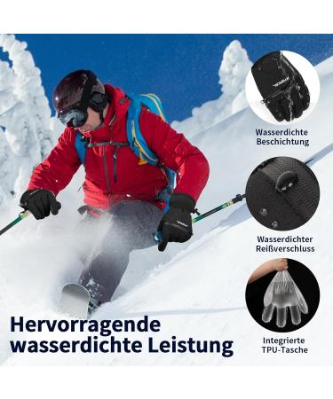 Atercel Waterproof Ski Gloves - 3M Thinsulate Warm Touchscreen Winter Gloves for Men & Women | Perfect for Skiing Snowboarding Snowmobiling & Winter Hiking - Black M - Buy Online on GoSupps.com