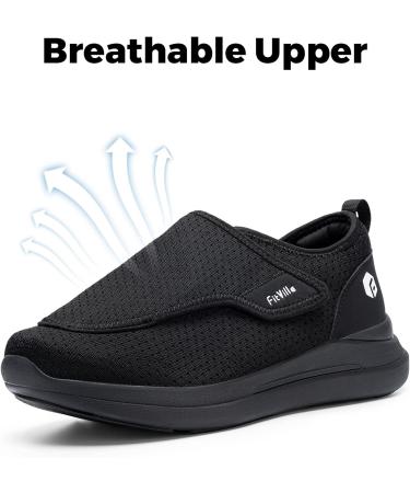 FitVille Diabetic Shoes for Men - Extra Wide Slip-on Walking Shoes for Swollen Feet - Foot Pain Relief Neuropathy - Easy Top Wings V2 - Size 10.5 X-Wide Black - Buy Online on GoSupps.com