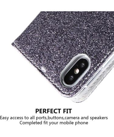 Buy Okzone iPhone Xs Max Silver Bling Case | Premium PU Leather Wallet Flip Cover - International Shipping Available - Buy Online on GoSupps.com