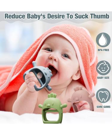 3 Pack Baby Teething Toy Silicone Teether Set | Anti-Dropping Hand Teethers for Babies 0-12 Months | Chew Toys and Pacifier | Sucking Needs | Blue Green Flesh Pink - Buy Online on GoSupps.com