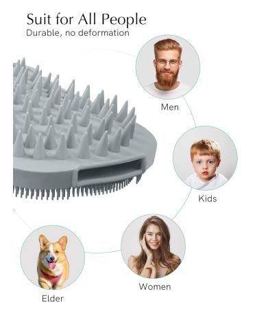 HEETA 2 Pack Silicone Body Scrubber and Hair Shampoo Brush 2 in 1 - Scalp Massager Exfoliating Brush for Skin and Scalp Care - Grey & Yellow - Buy Online on GoSupps.com