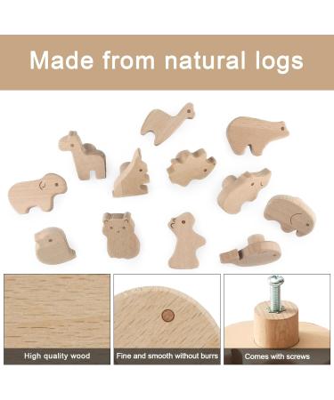 Pyrrhonian 12 STK Animal Shape Wooden Cabinet Buttons for Children's Rooms Furniture Handles with Screws - Buy Online on GoSupps.com