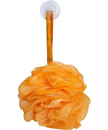 Bodylife Body Buffer Puff Exfoliating Bath & Shower Scrunchie - Orange & White 55g - Buy Online on GoSupps.com