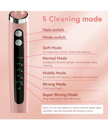 Professional Electric Tooth Polisher & Calculus Remover - 5 Heads USB Charge IPX6 Waterproof for Adults & Kids - Pink - Buy Online on GoSupps.com