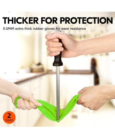 Vgo 2-Pairs Reusable Long Sleeve Latex Dishwashing Gloves - Size L, Green (RB2143) - Buy Online on GoSupps.com