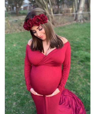 HONBAY Rose Flower Crown Headband - 7cm Red Wine Wedding Festival Hair Garland - Buy Online on GoSupps.com
