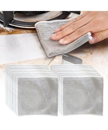 2024 New Multipurpose Wire Dishwashing Rags Premium Metal Wire Dishwashing Cloth Scrubs Cleans Scrubbing Wire Dishwashing Rags Non-Scratch Wire Dishcloth for Dishes Sinks (5) (Silver 15)