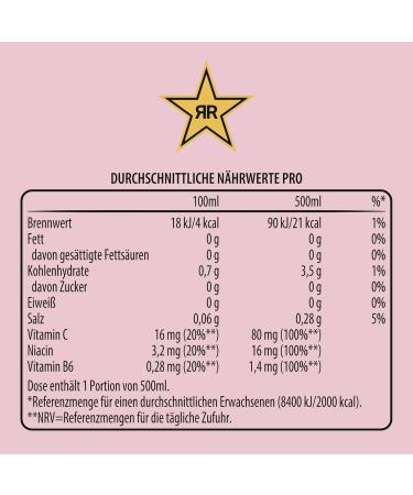 Rockstar Energy Drink Strawberry Lime Zero Sugar - Caffeinated Soft Drink (12 x 500ml) | Energy Boost with No Sugar | International Shipping Available - Buy Online on GoSupps.com