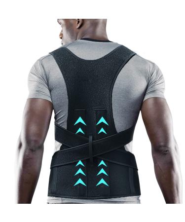 Wellgood Posture Corrector for Women and Men Back Support Straightener Shoulder Lumbar Adjustable Breathable Posture Corrector for Improve Posture Black-Medium- 29.1 -33 Black Medium- 29.1 -33