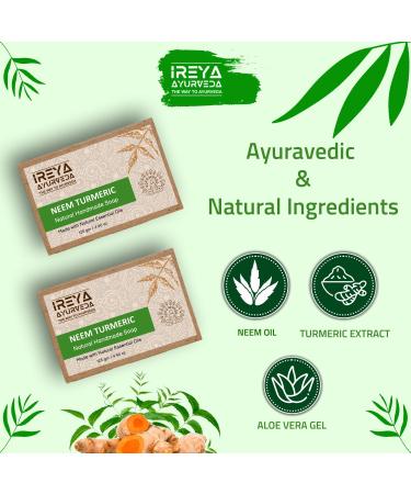 Neem Turmeric Soap - 125g | Ayurvedic Natural Cleansing Soap | Paraben & SLS Free Vegan Gluten Free | Handmade in India - Buy Online on GoSupps.com