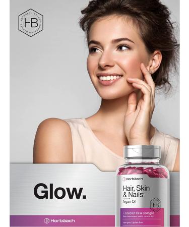 Hair Skin and Nails Vitamins with Biotin, Collagen, Argan Oil & Coconut Oil - 300 Softgels, Non-GMO Gluten Free Supplement by Horbaach - Buy Online on GoSupps.com