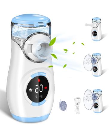 Biaoqinbo portable inhalation device for adults and children LED digital display quiet electrical aerosol inhalator Vernbler handinhater 2 adjustable spray pictures with 2 masks and 1 mouthpiece