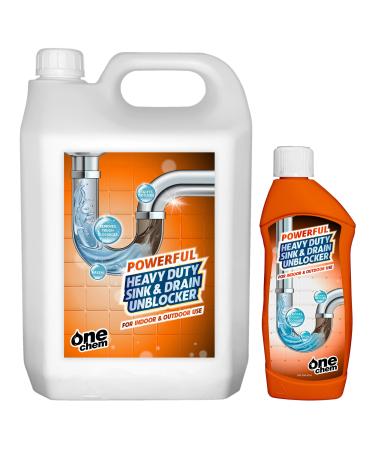 One Chem - Heavy Duty Sink and Drain Unblocker Gel - 5L Plus 500ml - Powerful Formula- Drain Opener - Pipe Cleaner - Sink Unblocker