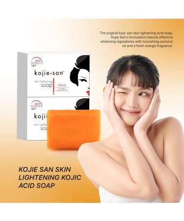 Kojie San Skin Lightening Kojic Acid Soap - 3 Bars for Age Spots Freckles & Acne Scars - 100g | Fade Dark Marks & Sun Damage | Shop Now! - Buy Online on GoSupps.com
