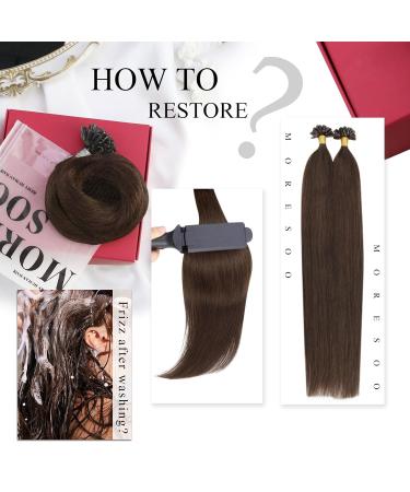 Moresoo 14 Bonded Remy Hair Extensions - Premium Pre-Bonded U-Tip #4 Dark Brown Keratin Extensions 50 Strands 40g - Buy Online on GoSupps.com