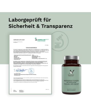 Mary Thistle Capsules - Artichoke & Dandelion Complex 80% Silymarin | 120 Vegan Capsules | Additive-Free | Laboratory Tested | Made in Germany | Balanced Vitality - Buy Online on GoSupps.com